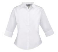 Premier Workwear Ladies Poplin Blouse 3/4 Sleeved, Blanc (White), 42 (Taille Fabricant: 14) Femme
