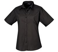 Premier Workwear Ladies Short Sleeve Poplin, Blouse Femme, Noir-22