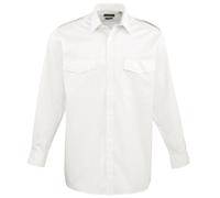 Premier Workwear Long Sleeved Pilot Shirt - Chemise Casual Coupe Droite Manches Longues - Homme - Blanc (White) - Small