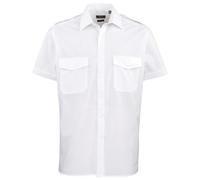 Premier Workwear Short Sleeve Pilot Shirt - Chemise Casual Coupe Droite Manches Courtes - Homme - Blanc (White) - XX-Large