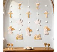 Première Communion Sainte Que Dieu bénisse la foi, l'espoir et l'amour, convient pour la communion catholique chrétienne, le baptême, la décoration d'arrière-plan pour fête d'anniversaire, décoration 