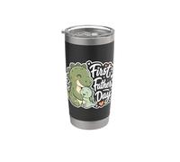 Première fête des pères, papa amusant et bébé dinosaure mignon pour les nouveaux papas Gobelet isotherme en acier inoxydable double paroi