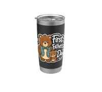 Première fête des pères, papa amusant et ours mignon pour les nouveaux papas Gobelet isotherme en acier inoxydable double paroi