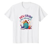 Première journée de troisième année Filles Nouvelles Aventures T-Shirt, Enfant, Blanc, 4 Ans