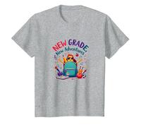 Première journée de troisième année Filles Nouvelles Aventures T-Shirt, Enfant, Gris Chiné, 10 Ans