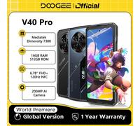Premiere mondial DOOGEE V40 Pro 5G téléphone robuste 6.78 "16GB + 512GB téléphones de jeu dimension 7300 200MP AI caméra 8680mAh Android 14 16GB 512GB Silver