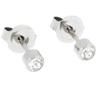 Premières boucles d'oreilles en acier chirurgical stérile avec pierre transparente, Acier inoxydable, Pas de gemme