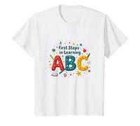 Premiers Pas dans l'apprentissage ABC T-Shirt, Enfant, Blanc, 8 Ans