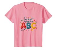Premiers Pas dans l'apprentissage ABC T-Shirt, Enfant, Rose, 6 Ans