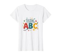 Premiers Pas dans l'apprentissage ABC T-Shirt, Femme, Blanc, L