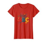Premiers Pas dans l'apprentissage ABC T-Shirt, Femme, Rouge, M