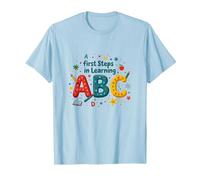 Premiers Pas dans l'apprentissage ABC T-Shirt, Homme, Bleu Céleste, XXL