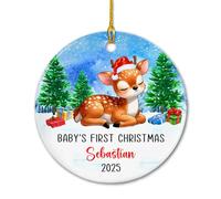 Premiers Pas d'un Faon Ornement Suspendu Céramique Décoration De Noël A Suspendre Décoratifs Pendentif De Noël pour Fête Mariage Maison