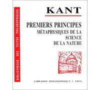 PREMIERS PRINCIPES METAPHYSIQUES DE LA SCIENCE DE LA NATURE