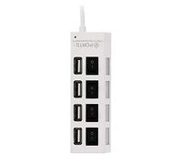 Premium 4 Ports USB Hub Expansion USB 2.0 à Grande Vitesse Hub Multi Switch USB Switch Cable Adapter pour PS3, Wii, PC, Mac, SWebcam, Mouse, Printers, Scanners (Blanc)