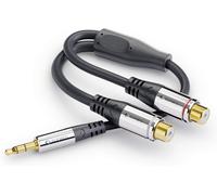 Premium Adaptateur Audio, 0,20 m, Jack 3,5 mm mâle à 2X Cinch Femelle, Noir