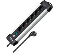 Premium-Alu-Line Steckdosenleiste 6-fach schwarz mit Schalter, 1391000016.[G1790]