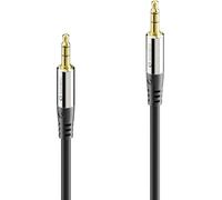 premium câble audio jack 3,5 mm, 15,0 m, contacts plaqués or, noir