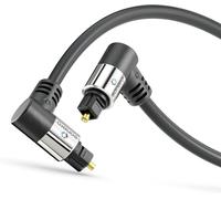Premium Câble optique Toslink,5.00m,contacts plaqués or,2 x prise 90°,noir