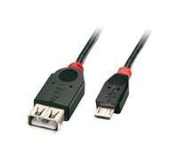 Lindy 31935 - Câble USB 2.0, 0.5m, Connecteurs Micro-USB B (Mâle) vers USB A (Femelle), 480 Mbit/s, Noir/Rouge - Compatible USB OTG