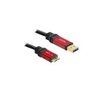 Delock Câble USB USB 3.2 Gen1 (USB 3.0) USB-A mâle, USB-Micro-B 3.0 mâle 5.00 m rouge, noir contacts dorés, certifié UL 82763
