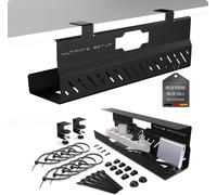 Premium Cache Cable Bureau sans percer-Cable Management Bureau-Range Cable Bureau-Flexible Chemin de Cable-Grande capacité de Charge (Noir,Lot de 1)