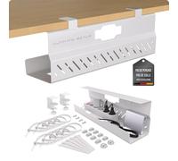 Premium Cache Cable Bureau sans percer - Cable Management Bureau - Range Cable Bureau - Flexible Chemin de Cable - Grande capacité de Charge (Blanc, Lot de 1)