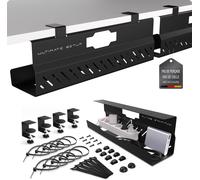 Premium Cache Cable Bureau Sans Percer - Cable Management Bureau - Range Cable Bureau Flexible Chemin De Cable - Grande Capacité De Charge (Noir, Lot De 2)[DYB981635]