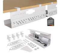 Premium Cache Cable Bureau sans percer - Cable Management Bureau - Range Cable - Flexible Chemin de Cable - Grande capacité de Charge (Blanc, Lot de 2)