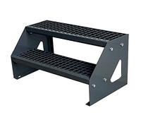 Premium Caillebotis acier Escalier à limon 2 Marches Autoportant Entièrement galvanisé et Anthracite Revêtu par poudre - Dimensions (L x l x H) 44cm x 100cm x 38cm