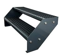 Premium Caillebotis acier Escalier à limon 2 Marches Entièrement galvanisé et Anthracite Revêtu par poudre - Dimensions (L x l x H) 44cm x 60cm x 38cm