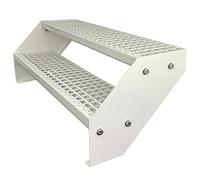 Premium Caillebotis acier Escalier à limon 2 Marches Entièrement galvanisé et Blanc Revêtu par poudre - Dimensions (L x l x H) 44cm x 120cm x 38cm