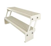 Premium Caillebotis acier Escalier à limon 2 Marches Réglable Entièrement galvanisé et Blanc Revêtu par poudre Largeur 60cm x Hauteur Réglable 30-43 cm