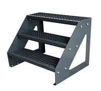 Premium Caillebotis acier Escalier à limon 3 Marches Autoportant Entièrement galvanisé et Anthracite Revêtu par poudre - Dimensions (L x l x H) 63cm x 60cm x 57cm