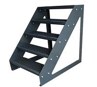 Premium Caillebotis acier Escalier à limon 5 Marches Autoportant Entièrement galvanisé et Anthracite Revêtu par poudre - Dimensions (L x l x H) 101cm x 120cm x 95cm