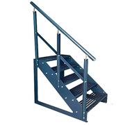 Premium Caillebotis acier Escalier à limon 5 Marches Autoportant Entièrement galvanisé et Anthracite Revêtu par poudre avec garde-corps à gauche - Dimensions (L x l x H) 101cm x 100cm x 95cm