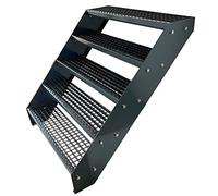Premium Caillebotis acier Escalier à limon 5 Marches Entièrement galvanisé et Anthracite Revêtu par poudre - Dimensions (L x l x H) 101cm x 60cm x 95cm
