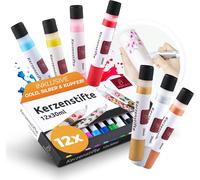 Premium Candle Pens-Pack Of 12 Bright Colours,30ml Each-Ideal For Making And Decorating Your Own Christening Candles-Pei Liner.[W299]