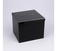 Premium Card Box for Parties - 25 x 25 x 25 cm - Black and White Keepsake Box for Wedding Favors, Envelopes, and Well Wishes - Sturdy Foldable Money Box for Events