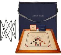 Premium Carrom Board Set - Jeu complet - 7 KG - 74 x 74cm - Bois dur ECO fabriqué en Inde - Avec table et sac