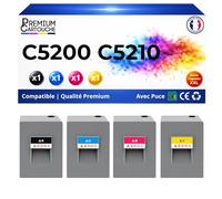 PREMIUM CARTOUCHE Pack 4 Toner 828426 828429 828428 828427 Compatible pour Ricoh 5200 5210 Noir et Couleurs Haute capacité avec Puce 34000 Pages
