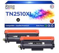 PREMIUM CARTOUCHE Pack de 2 Toners Compatible pour Brother TN2510XL Noir 3000 Pages