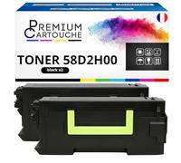 PREMIUM CARTOUCHE Pack de 2 Toners Compatible pour Lexmark 58D2H0E 58D2H00 Noir 15000 Pages