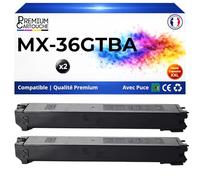 PREMIUM CARTOUCHE Pack de 2 Toners Compatible pour Sharp MX-36GTBA MX36GTBA Noir 24000 Pages