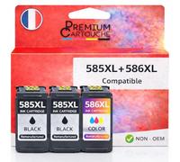 PREMIUM CARTOUCHE Pack de 3 Cartouches Compatible pour Canon PG585XL CL586XL 3 X Plus d'encre Noir & Couleur