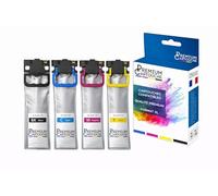 PREMIUM CARTOUCHE Pack de 4 Cartouches Compatible T11N pour Epson Workforce Pro EM-C800RDWF EP-C800RDW, Noir Cyan Magenta Jaune, 10000 Pages Noir 5000 Pages Couleur