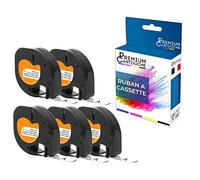 PREMIUM CARTOUCHE Ruban S0718850 S0718840 18768 18769 pour DYMO Letratag Compatible Noir sur Fond Blanc x 5 pour Ruban d'étiquette Textile Vetement thermocollant - 12mm * 2m
