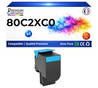 PREMIUM CARTOUCHE Toner Compatible pour Lexmark 80C2XC0 802XC CX510 Cyan 4000 Pages