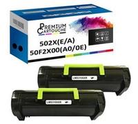 - x2 Toners - 502X 50F2X00 (Noir) - Compatible pour Lexmark MS410d MS410dn MS510dn MS610dn MS415dn MS610de MS610d