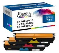 PREMIUM CARTOUCHE - x3 Toners - 44250723 (Cyan + Magenta + Jaune) - Compatible pour OKI C110 OKI C130 OKI C130n MC160 OKI MC160n